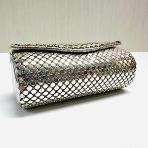 Vintage Whiting and Davis International Metal Silver Mesh Lipstick Holder